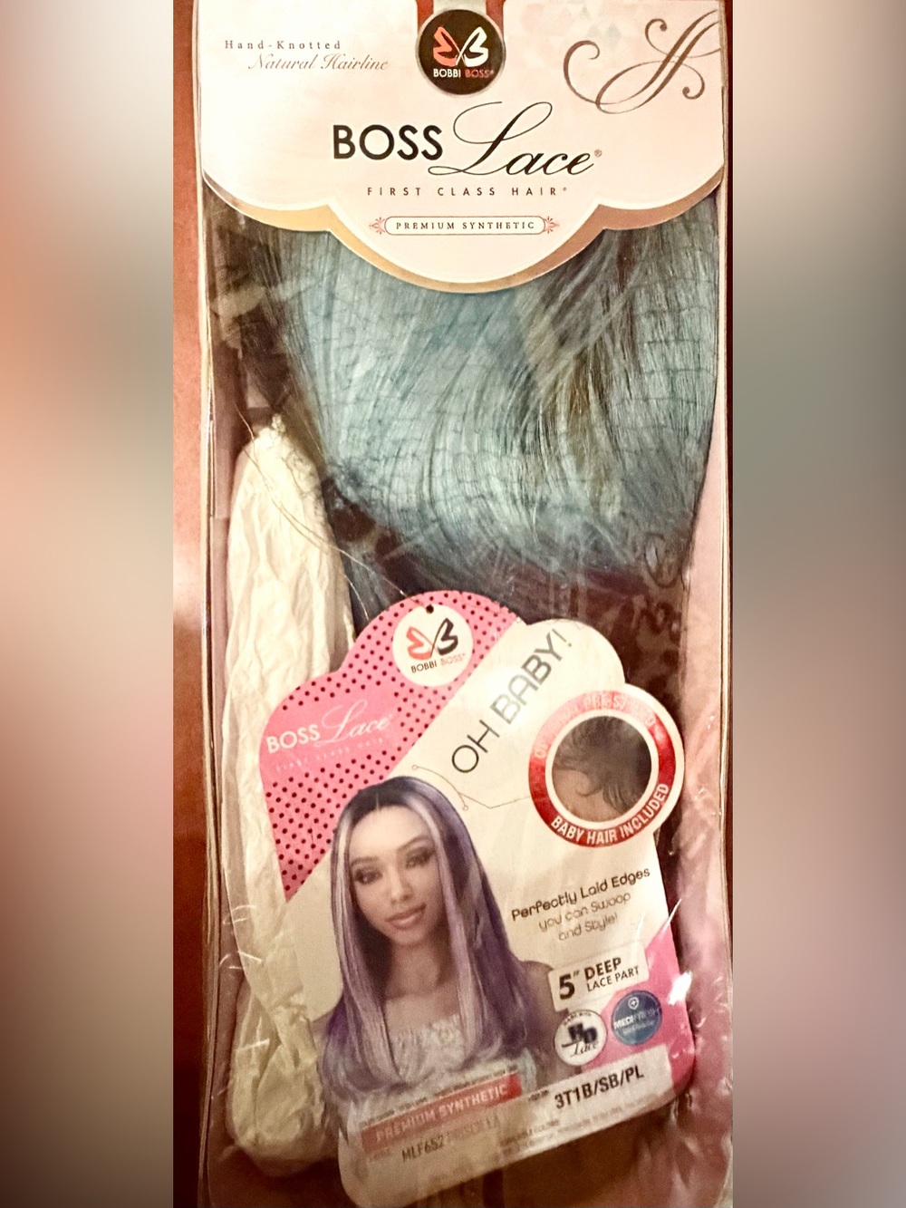 Bobbi Boss Boss Lace Natural Hairline Front Wig - Blue 5” deep part